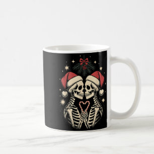 Weihnachtspassende Gothic Paar Dark Humor Skelett Kaffeetasse