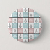 Weihnachtspastel Blau und Rosa Modernes Muster Button (Vorderseite)