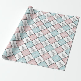 Weihnachtspastel Blau und Rosa Modernes Muster Geschenkpapier
