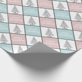 Weihnachtspastel Blau und Rosa Modernes Muster Geschenkpapier (Ecke)