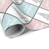 Weihnachtspastel Blau und Rosa Modernes Muster Geschenkpapier (Rolleneckpunkt)