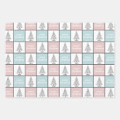 Weihnachtspastel Blau und Rosa Modernes Muster Geschenkpapier Set (Vorderseite 2)