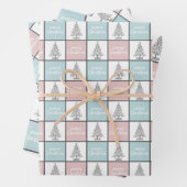 Weihnachtspastel Blau und Rosa Modernes Muster Geschenkpapier Set (Beispiel)