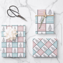 Weihnachtspastel Blau und Rosa Modernes Muster