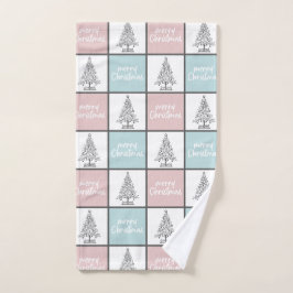Weihnachtspastel Blau und Rosa Modernes Muster Handtuch