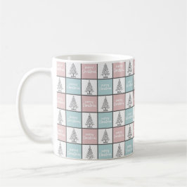 Weihnachtspastel Blau und Rosa Modernes Muster Kaffeetasse