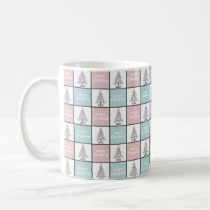 Weihnachtspastel Blau und Rosa Modernes Muster Kaffeetasse
