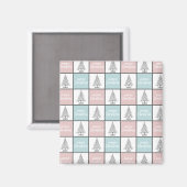 Weihnachtspastel Blau und Rosa Modernes Muster Magnet (Vorderseite/Rückseite)