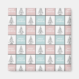 Weihnachtspastel Blau und Rosa Modernes Muster Magnet