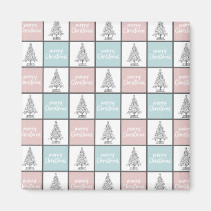 Weihnachtspastel Blau und Rosa Modernes Muster Magnet