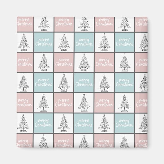 Weihnachtspastel Blau und Rosa Modernes Muster Magnet (Vorne)