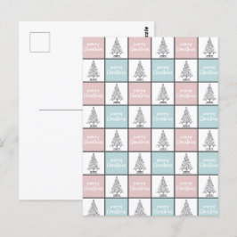 Weihnachtspastel Blau und Rosa Modernes Muster Postkarte