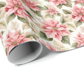 Weihnachtspastel Pink Poinsettia Blume Geschenkpapier (Rolleneckpunkt)