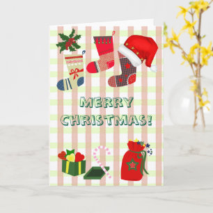 Weihnachtspastell-Kariert und niedliche Feiertags- Karte