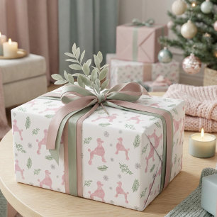Weihnachtspastell-Rosa-Pudel-Geschenkverpackungspa Geschenkpapier