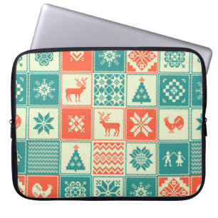 Weihnachtspatchwork nahtlos Muster. Handel Laptopschutzhülle