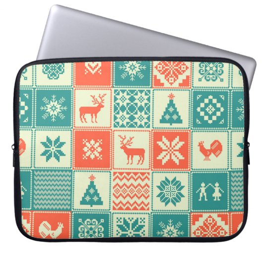 Weihnachtspatchwork nahtlos Muster. Handel Laptopschutzhülle (Vorderseite)