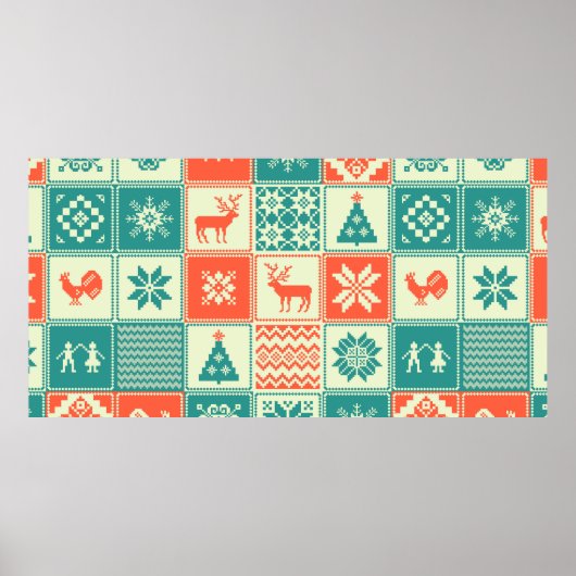 Weihnachtspatchwork nahtlos Muster. Handel Poster (Vorne)