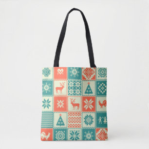 Weihnachtspatchwork nahtlos Muster. Handel Tasche
