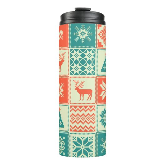 Weihnachtspatchwork nahtlos Muster. Handel Thermosbecher (Vorderseite)