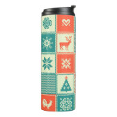 Weihnachtspatchwork nahtlos Muster. Handel Thermosbecher (Nach links gedreht)