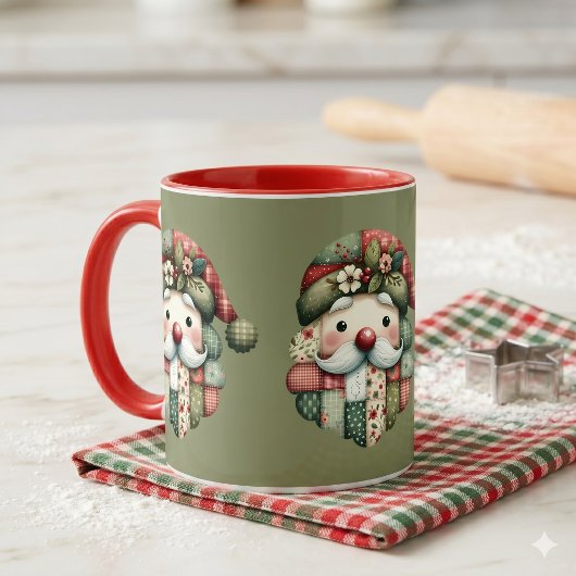 Weihnachtspatchwork-Opa mit skurrilem Charme Tasse
