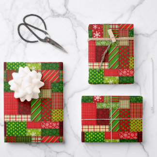 Weihnachtspatchwork-Quilt-Geschenkpapierbögen Geschenkpapier Set