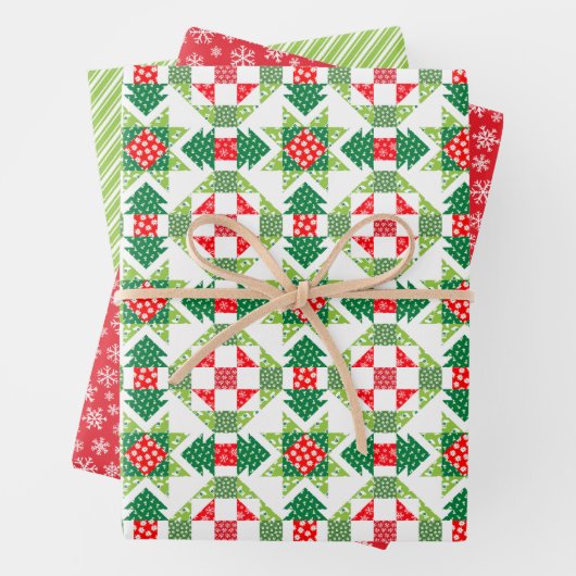 Weihnachtspatchwork-Quiltpapier-Set Geschenkpapier Set (Beispiel)