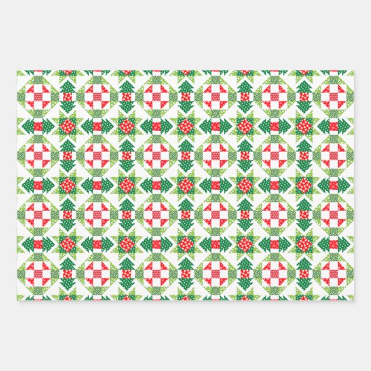 Weihnachtspatchwork-Quiltpapier-Set Geschenkpapier Set (Vorderseite)