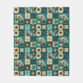 Weihnachtspatchwork Rustikale Vögel Winterurlaub Fleecedecke (Vorderseite)