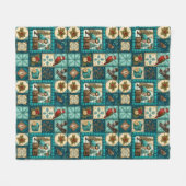 Weihnachtspatchwork Rustikale Vögel Winterurlaub Fleecedecke (Vorderseite (Horizontal))