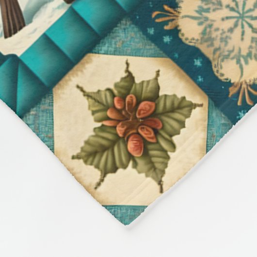 Weihnachtspatchwork Rustikale Vögel Winterurlaub Fleecedecke (Ecke)