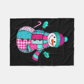 Weihnachtspatchwork-Schneemann Preppy Retro für Da Fleecedecke (Vorderseite (Horizontal))