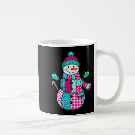 Weihnachtspatchwork-Schneemann Preppy Retro für Da Kaffeetasse (Rechts)