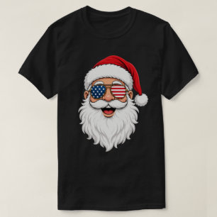 Weihnachtspatriotischer Weihnachtsmann mit Flagge T-Shirt