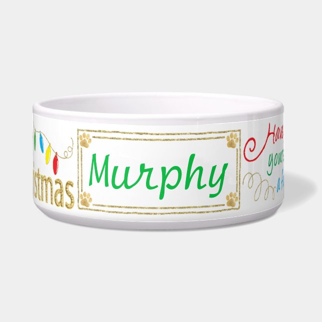 Weihnachtspaws Pet Bowl Furry Little Xmas Napf (Vorderseite)