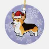 Weihnachtspembroke-WaliserCorgi Keramik Ornament (Vorne)