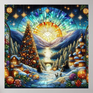 Weihnachtspender aus gefestigtem Glas Poster