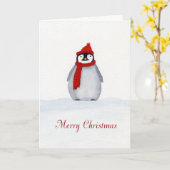 Weihnachtspenguin Aquarellkarte Karte (Gelbe Blume)