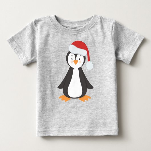 Weihnachtspenguin, Baby Pinguin, Weihnachtsmannmüt Baby T-shirt (Vorderseite)