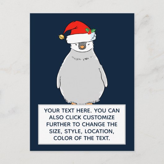 Weihnachtspenguin Benutzerdefinierter Text Postkarte (Vorderseite)