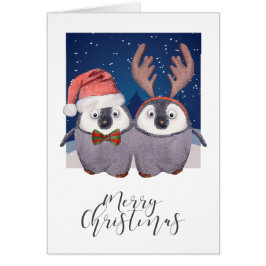 Weihnachtspenguin Couple Niedlicher Weihnachtsmann