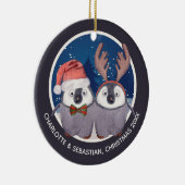 Weihnachtspenguin Couple Niedlicher Weihnachtsmann Keramik Ornament (Rechts)