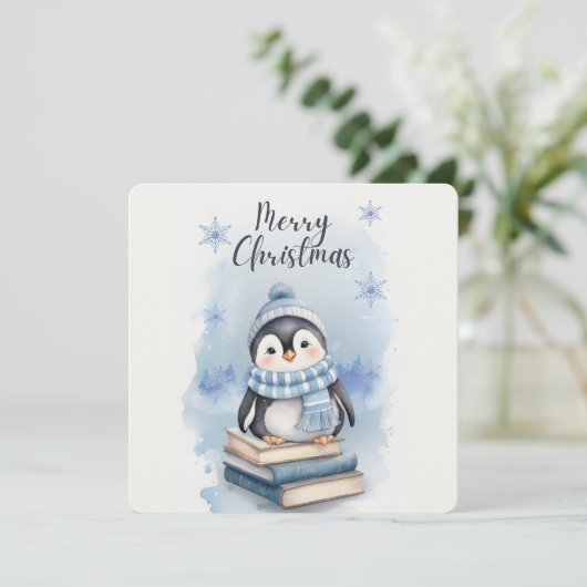 Weihnachtspenguin Einladung (Stehend Vorderseite)