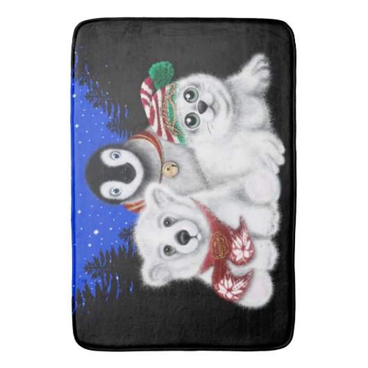 Weihnachtspenguin Eisbärenjunge Siegel Badematte (Vorderseite Vertikal)