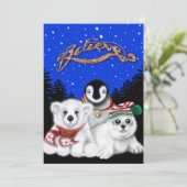Weihnachtspenguin Eisbärenjunge Siegel Feiertagskarte (Stehend Vorderseite)