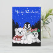 Weihnachtspenguin Eisbärenjunge Siegel Feiertagskarte (Stehend Vorderseite)
