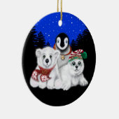 Weihnachtspenguin Eisbärenjunge Siegel Keramik Ornament (Rechts)