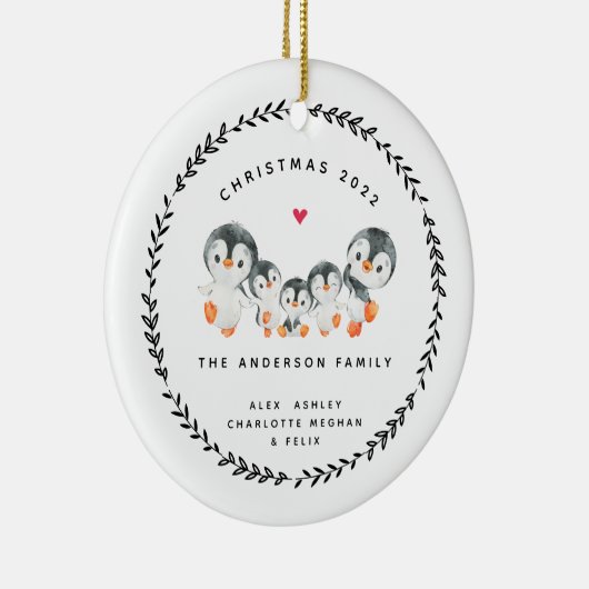 Weihnachtspenguin-Familie mit fünf Keramiken Ornam Keramik Ornament (Rechts)