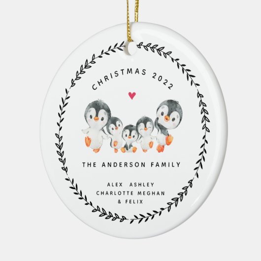 Weihnachtspenguin-Familie mit fünf Keramiken Ornam Keramik Ornament (Links)